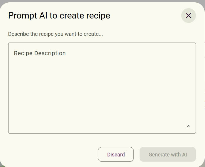 Prompt in recipe screenshot